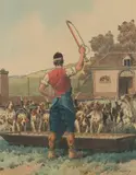 Le Chenil. La soupe by Charles-Fernand de Condamy, Aquarelle sur papier signée en bas à droite et encadrée, sold Sep 2020