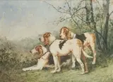 Les trois chiens by René Valette, Aquarelle sur papier signée en bas à droite et encadrée, sold Sep 2020