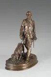 Piqueux et son chien by Pierre-Jules Mêne, Bronze à patine brun clair signé en creux sur la terrasse, sold Sep 2020