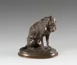 Chien assis by Emmanuel Frémiet, Bronze à patine brune nuancée signé en creux sur la terrasse, sold Sep 2020