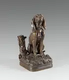 Chien assis à la souche by Alfred Pierre Richard, Bronze à patine brune signé en creux sur la terrasse, sold Sep 2020