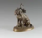 Limier à l’attache by Joseph Chemin, Bronze à patine brune signé en creux sur la terrasse, sold Sep 2020