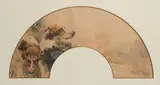 Chiens de vénerie by Paul Tavernier, 1900, Aquarelle sur papier dédicacée ‘’à l’ami Gillois’’, sold Sep 2020