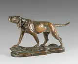 Chien de meute by Leon Bureau, Bronze à patine brune signé en creux sur la terrasse, sold Sep 2020