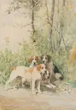 Relais de chiens, équipage royal by Charles Olivier de Penne, Aquarelle sur papier signée en bas à gauche et encadrée, sold Sep 2020