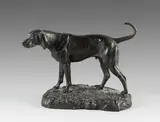 et Hugo KLINGSEISEN Chien courant debout by Georges Louis Charles Busson, Bronze à patine brun foncé signé en creux sur la terrasse, sold Sep 2020