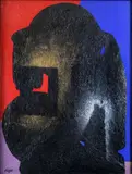 Composition by Ladislas Kijno, Gouache, encre et aérosol glycéro sur papier froissé, sold Nov 2011