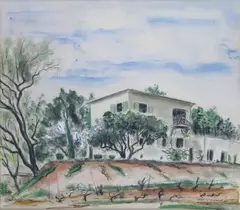 La villa en Provence by André Dignimont, 1933, Encre et aquarelle, sold Nov 2011