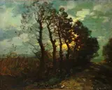 Arbres le long d'un sentier by François Cachoud, Toile signée en bas à droite, sold Jun 2011