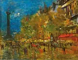 Place de la Bastille la nuit by Constantin Korovine, Panneau signé en bas à droite et situé Paris, sold Jun 2011