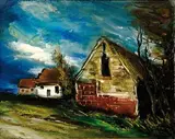 Maisons en bord d'un chemin by Mauricede Vlaminck, Toile signée en bas à droite, sold Feb 2011