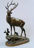 Le brame du cerf by Jules Edmond Masson, Epreuve en bronze signée sur la terrasse, sold Feb 2011