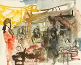 Le marché by Isaac Celnikier, Aquarelle, sold Nov 2010