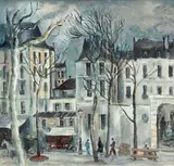 Scène de rue by Hermine David, Gouache signée en bas et à droite, sold Nov 2010