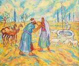 Eliezer et Rebecca by Nathan Gutman, Gouache sur papier, sold Nov 2010