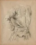 Recto: Etude de buste d'homme Verso: Deux études de mains (verre cassé) by Pietro Longhi, Crayon noir et craie blanche sur papier beige, sold Jun 2013