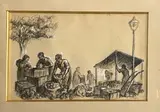 Les halles by Alexis Hinsberger, Fusain et gouache blanche, sold Mar 2023
