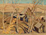 Farm at Pincher Creek, Alberta by A. Y. Jackson, 1944, oil on board, sold Jun 2019