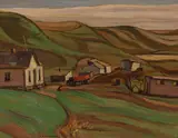 Farm at Rosebud, Alberta by A. Y. Jackson, 1944, oil on board, sold Jun 2019