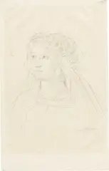 Seine Schwägerin Friederike Noël im Brautschleier by Moritz von Schwind, 1844, Bleistift auf Papier, sold Nov 2019