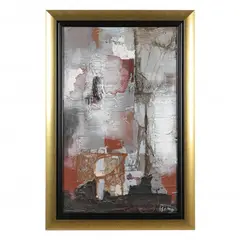 Untitled by László Dús, Mixed media with collage on canvas, sold Jan 2023