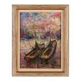 Barcas en Reposo by Jose Martino, Oil on canvas board, sold Jan 2023