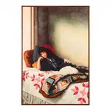 Untitled (Woman With Quilts) by Ginny Crouch Stanford, Acrylic on canvas, sold Jan 2023