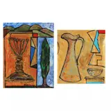 Two Still Life Paintings by Italo Scanga, Acrylic on paper, sold Jan 2023