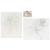 Three Drawings by Mary Abbott, The first a charcoal drawing on postcard, sold Jan 2023