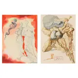 Two Wood Engravings from The Divine Comedy by Salvador Dalí, Each a wood engraving in colors, sold Jan 2023