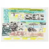 Beach Scene by Jessica Lenard, Highly-detailed giclée print on paper, sold Jan 2023