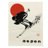 Rare Vintage Aspen Ski Poster by Thomas W. Benton, Silkscreen print in colors, sold Jan 2023