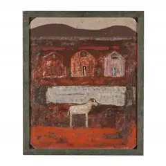 Untitled by Billy Woolway, Acrylic and found materials on board, sold Jan 2023
