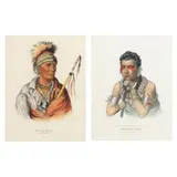 Young Ma-Has-Kah: Chief of the Ioways / Not-Chi-Mi-Ne: An Iowan Chief (Two Works) by McKenney & Hall, Hand-colored lithographs, sold Jan 2023