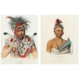 Kee-Shes-Wa: A Fox Chief / Ne-Sou-A Quoit: A Fox Chief (Two Works) by McKenney & Hall, Hand-colored lithographs, sold Jan 2023
