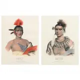 Ma-Has-Kah or White Cloud: An Ioway Chief / Moa-Na-Hon-Ga, Great Walker: An Ioway Chief (Two Works) by McKenney & Hall, Hand-colored lithographs, sold Jan 2023