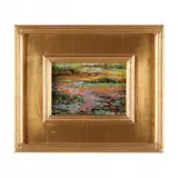 Flowered Pond by Thomas DeDecker, Oil on board, sold Jan 2023