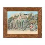 Cliffside Beach Club by Charles Lloyd Tucker, Oil on canvas panel, sold Jan 2023