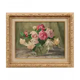 June Roses by George Laurence Nelson, Oil on canvas panel, sold Jan 2023