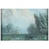 Misty Morning Landscape by Robert Burns Wilson, Oil on board, sold Jan 2023