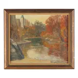 Central Park by Hildegard Hume Hamilton, Oil on canvas, sold Jan 2023