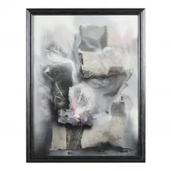Untitled by László Dús, Mixed media on canvas, sold Jan 2023
