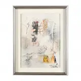 Untitled by László Dús, Mixed media with collage on canvas, sold Jan 2023