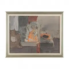 Untitled by László Dús, Mixed media with collage on canvas, sold Jan 2023
