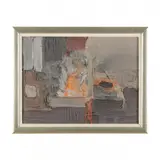 Untitled by László Dús, Mixed media with collage on canvas, sold Jan 2023