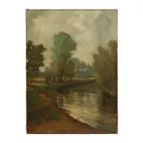 Landscape with River by Albert Dakin Gihon, Oil on canvas, sold Jan 2023