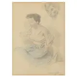 Study of a Model by Raphael Soyer, Pencil and crayon on paper, sold Jan 2023