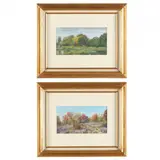 Prospect Park and Van Cortlandt Park (two works) by Joe Horton, Oil on panel, sold Jan 2023