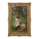 Woman at a Well by Edward Joseph Head, Oil on canvas, sold Dec 2022