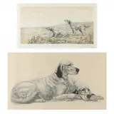 Two Resting Setters and Llewellin Setters (Two Works) by Léon Danchin, Etching and aquatint, sold Dec 2022